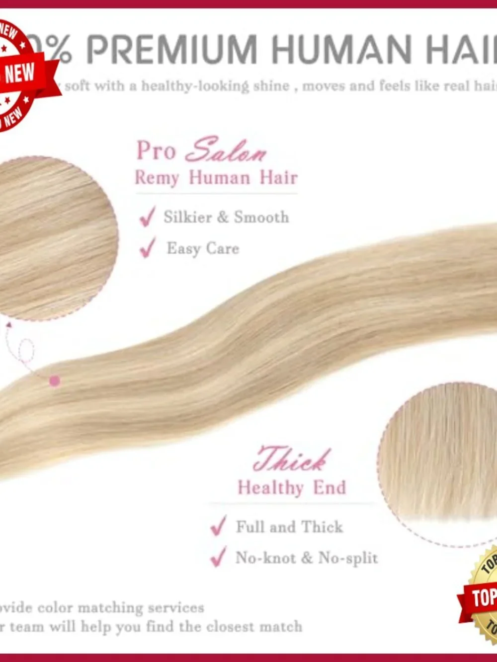 20 Inch Human Hair Tape-In Extensions, 20 Pieces, Salon-Grade Remy Hair